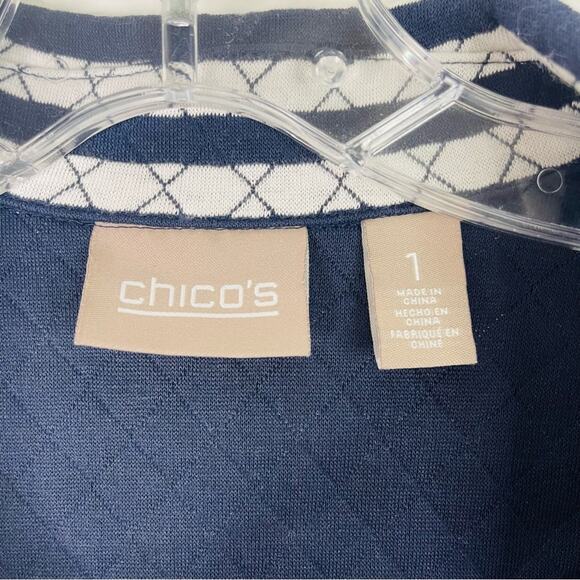 Chico’s blue white striped quilted coastal nautical preppy jacket medium - Picture 5 of 7